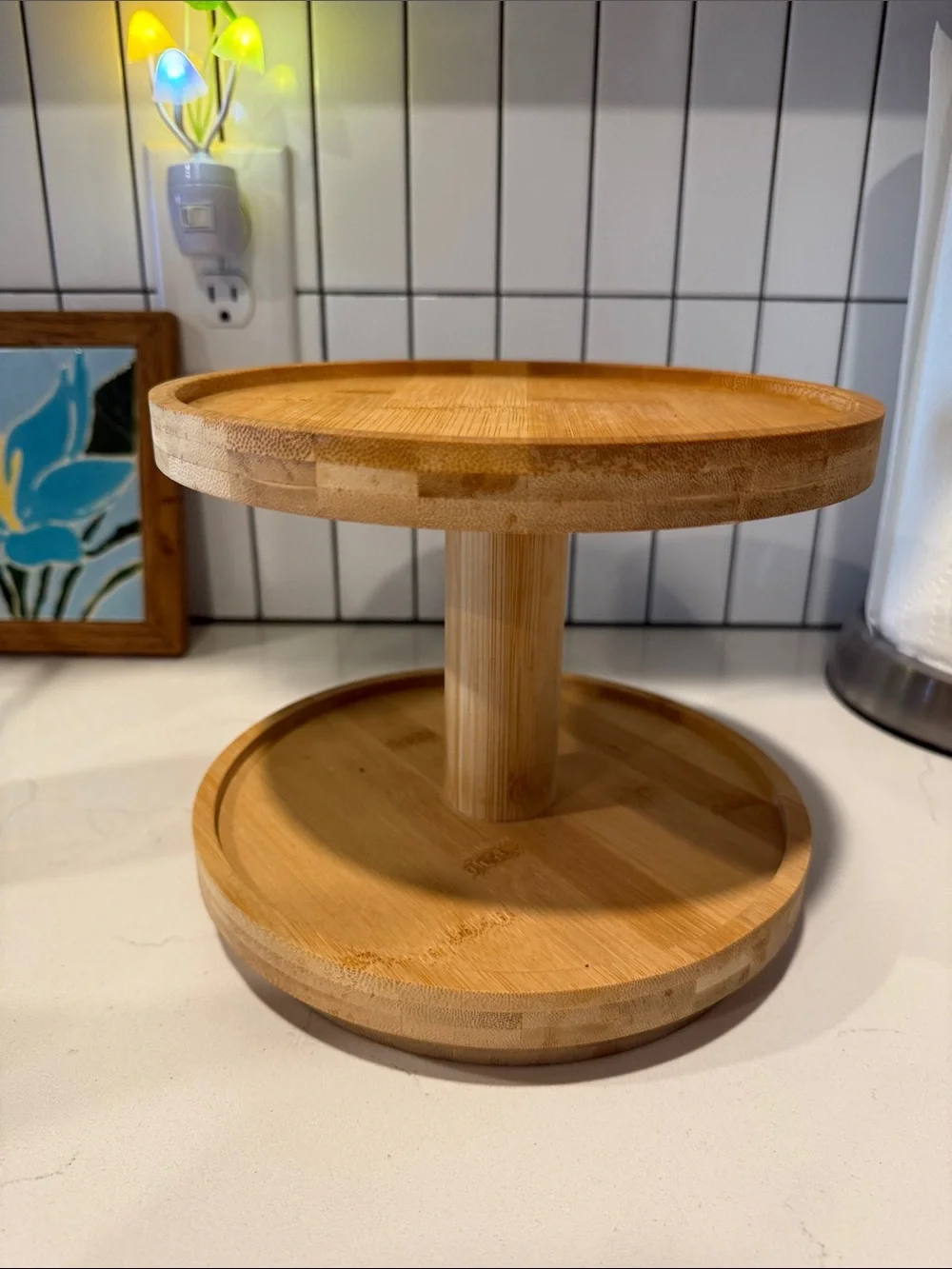 Bamboo Two-Tier Serving Stand - Natural